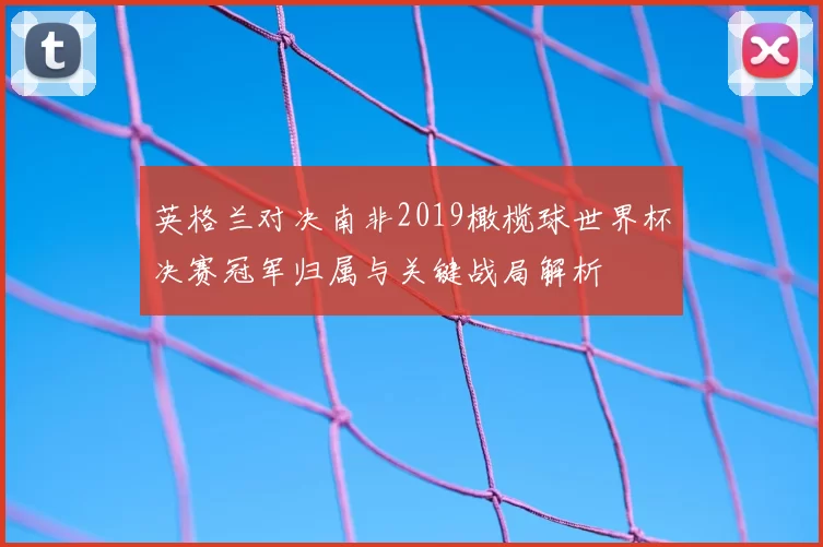 英格兰对决南非2019橄榄球世界杯决赛冠军归属与关键战局解析